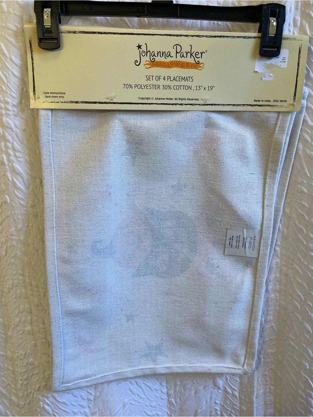 Johanna Parker Halloween Stacked Pumpkin Cat Placemats Set of 4 - NWT **
